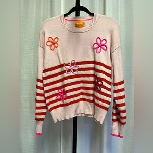 WISPR Violet Floral Stripe Silk-Blend Sweater in pink | size Medium